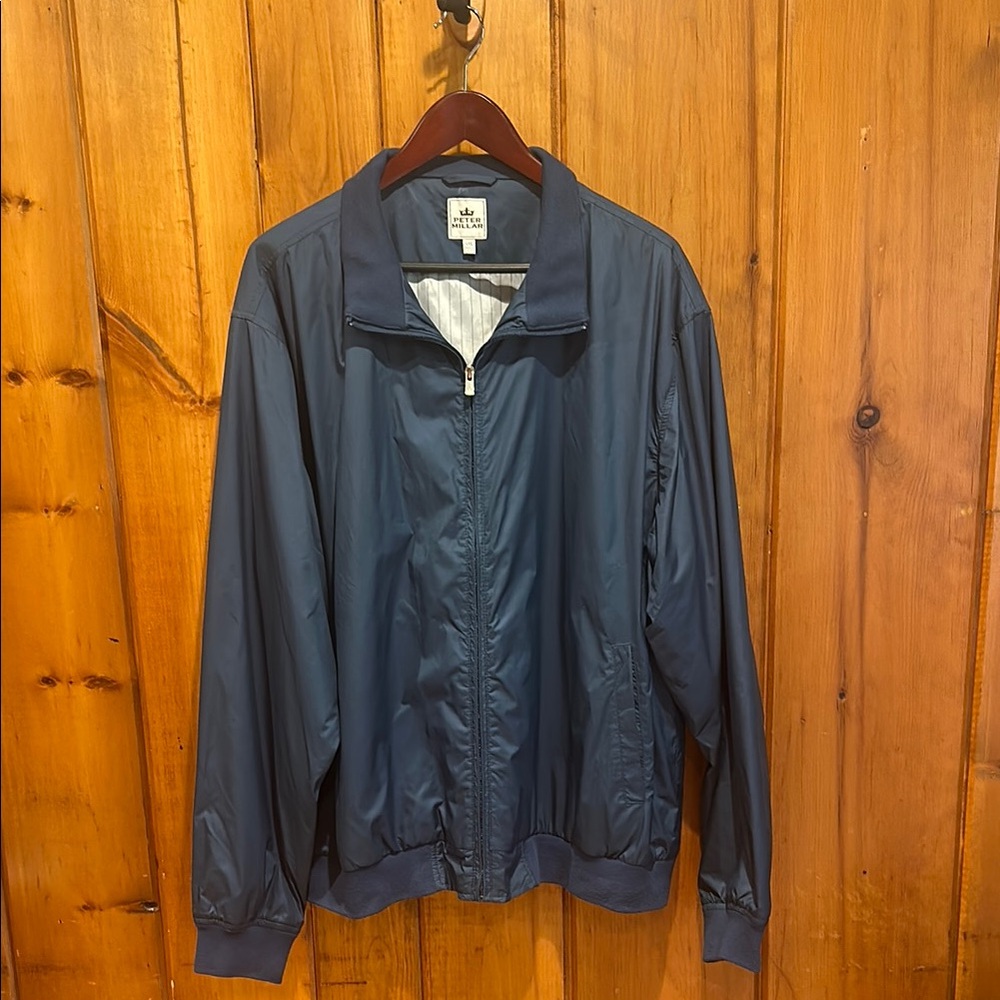 Peter Millar Jacket Mens XXL Blue Full Zip Windbreaker Golf Lined Performance